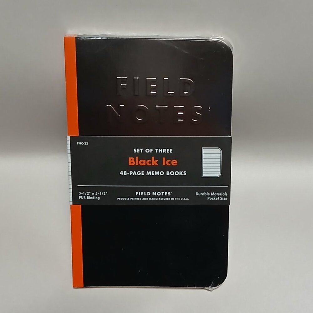 New/Sealed Field Notes Winter 2016 -- BLACK ICE -- Set of Three 48-Page Books